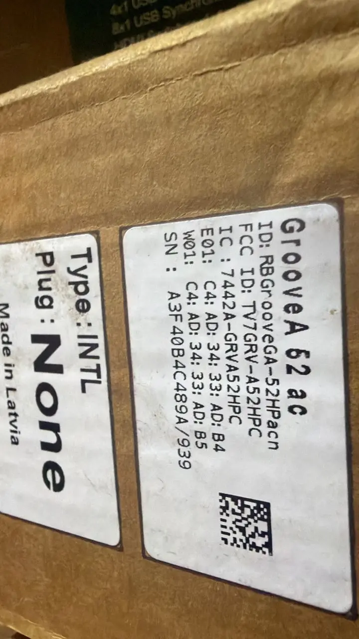 MikroTik GrooveA 52 ac product label from recent Fingaz stock